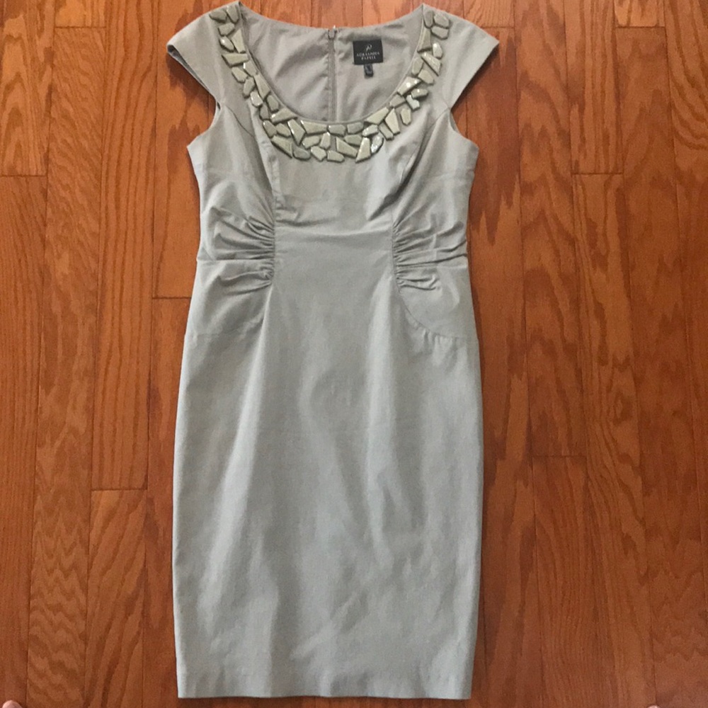 Adrianna Papell Fitted Biege Cocktail Dress